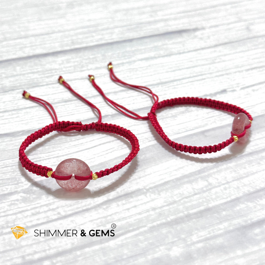 Harmony Buckle Strawberry Quartz Donut Red Woven Bracelet