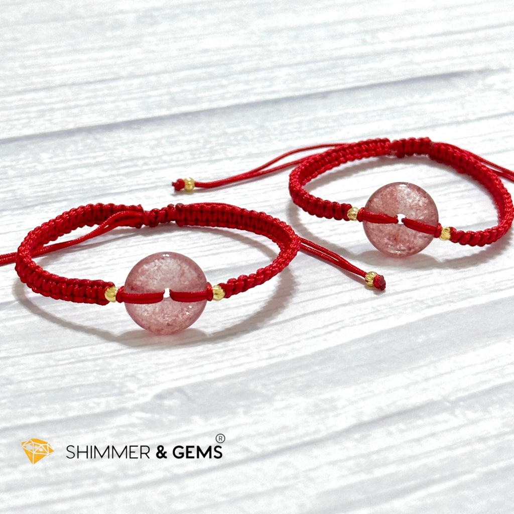 Harmony Buckle Strawberry Quartz Donut Red Woven Bracelet