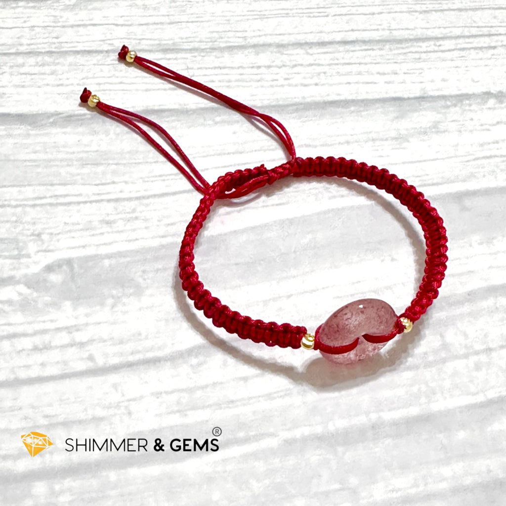 Harmony Buckle Strawberry Quartz Donut Red Woven Bracelet