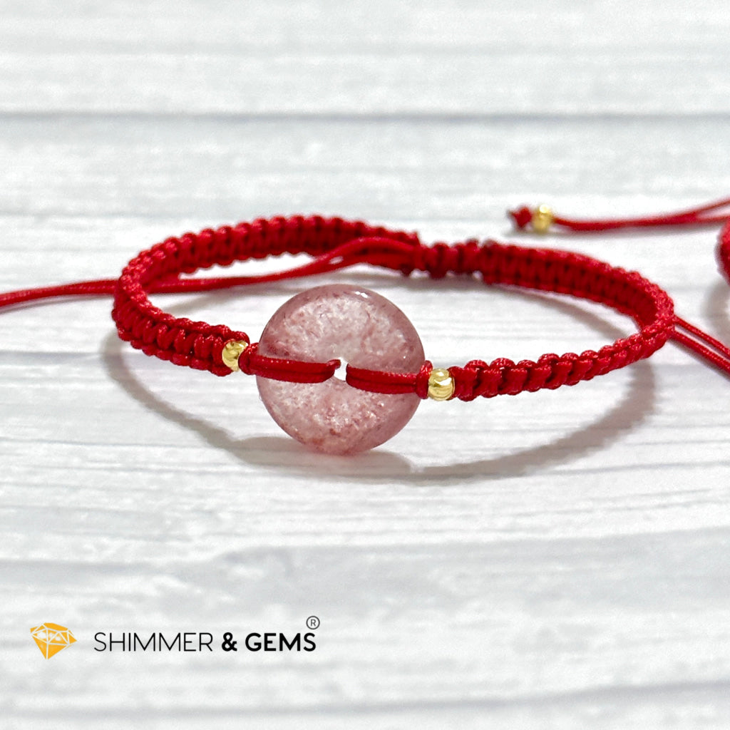 Harmony Buckle Strawberry Quartz Donut Red Woven Bracelet