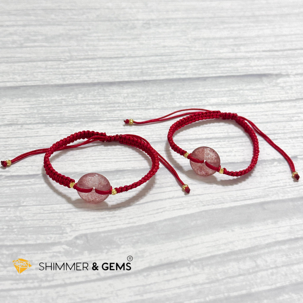 Harmony Buckle Strawberry Quartz Donut Red Woven Bracelet