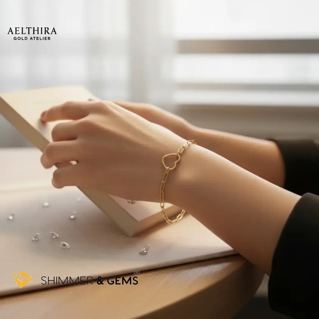 Heart Link 14K Gold Filled Bracelet (6-8”) Adjustable 6-8” Bracelet