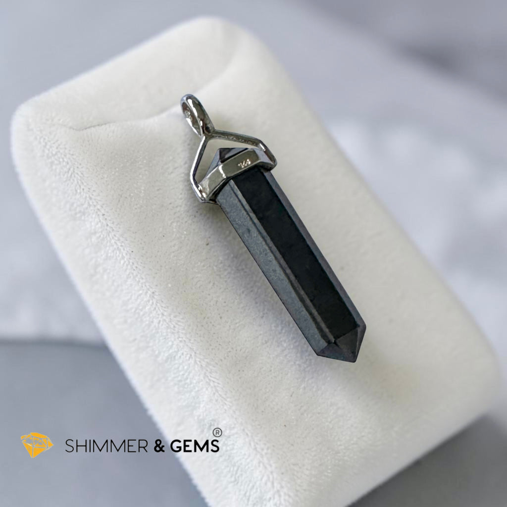 Hematite Premium Pendant in 925 Silver 40mm (Strength & Grounding)