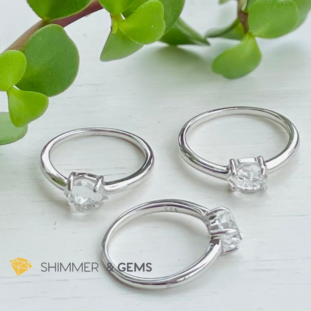 Herkimer Diamond 925 Silver Ring Aa Grade (High Vibrational) Rings