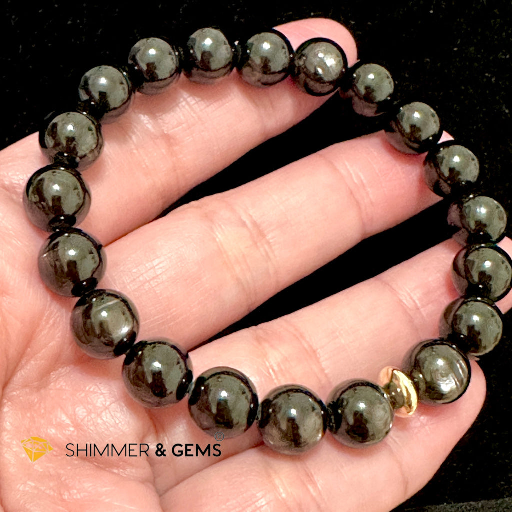 Hypersthene (Natural) 8-9mm Bracelet Top Grade (with 14k Gold Filled) Egypt