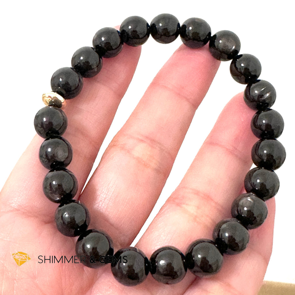 Hypersthene (Natural) 8-9mm Bracelet Top Grade (with 14k Gold Filled) Egypt