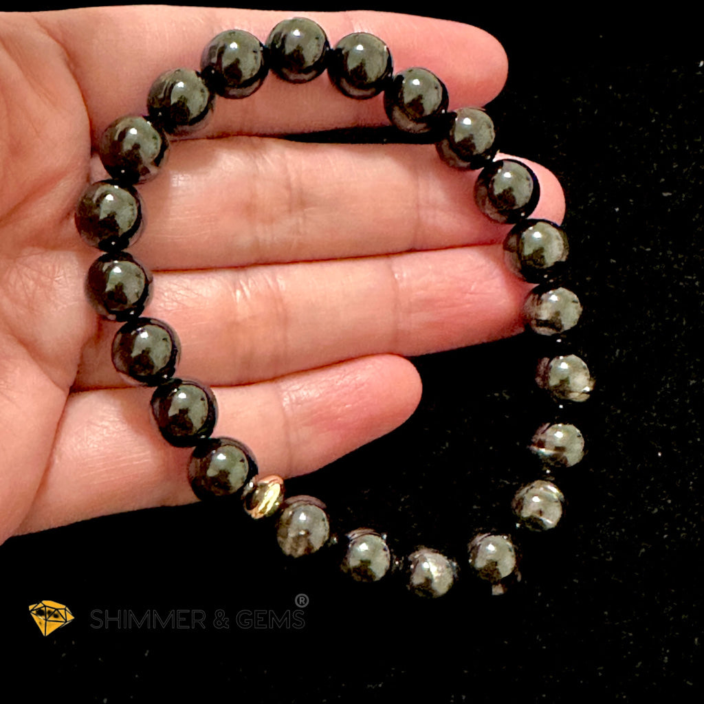 Hypersthene (Natural) 8-9mm Bracelet Top Grade (with 14k Gold Filled) Egypt