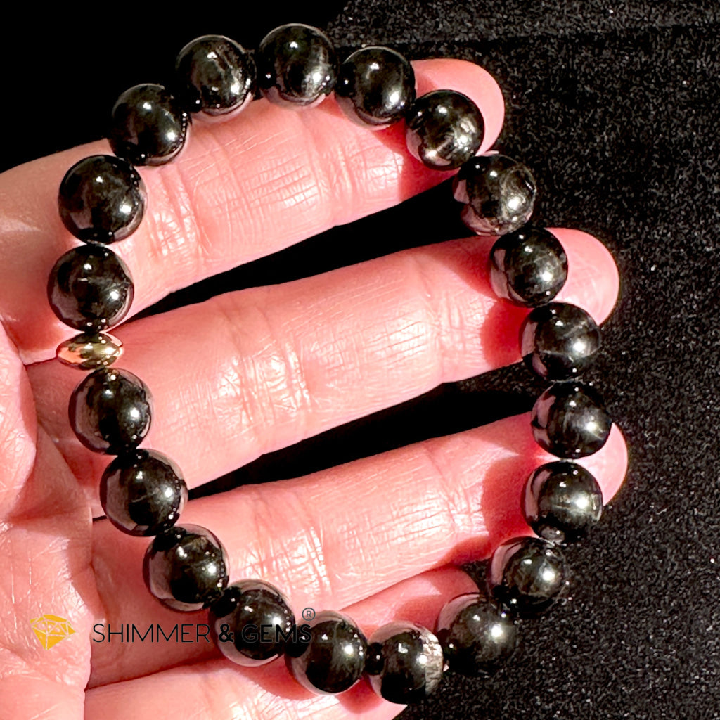 Hypersthene (Natural) 8-9mm Bracelet Top Grade (with 14k Gold Filled) Egypt