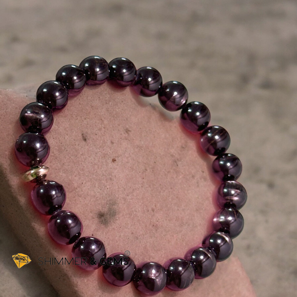 Hypersthene (Natural) 8-9mm Bracelet Top Grade (with 14k Gold Filled) Egypt