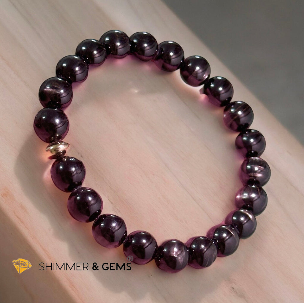 Hypersthene (Natural) 8-9mm Bracelet Top Grade (with 14k Gold Filled) Egypt