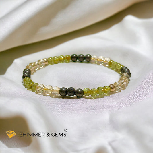 Increase Wealth Activator Bracelet (4mm Citrine, Peridot, Pyrite with 14k gold filled beads)
