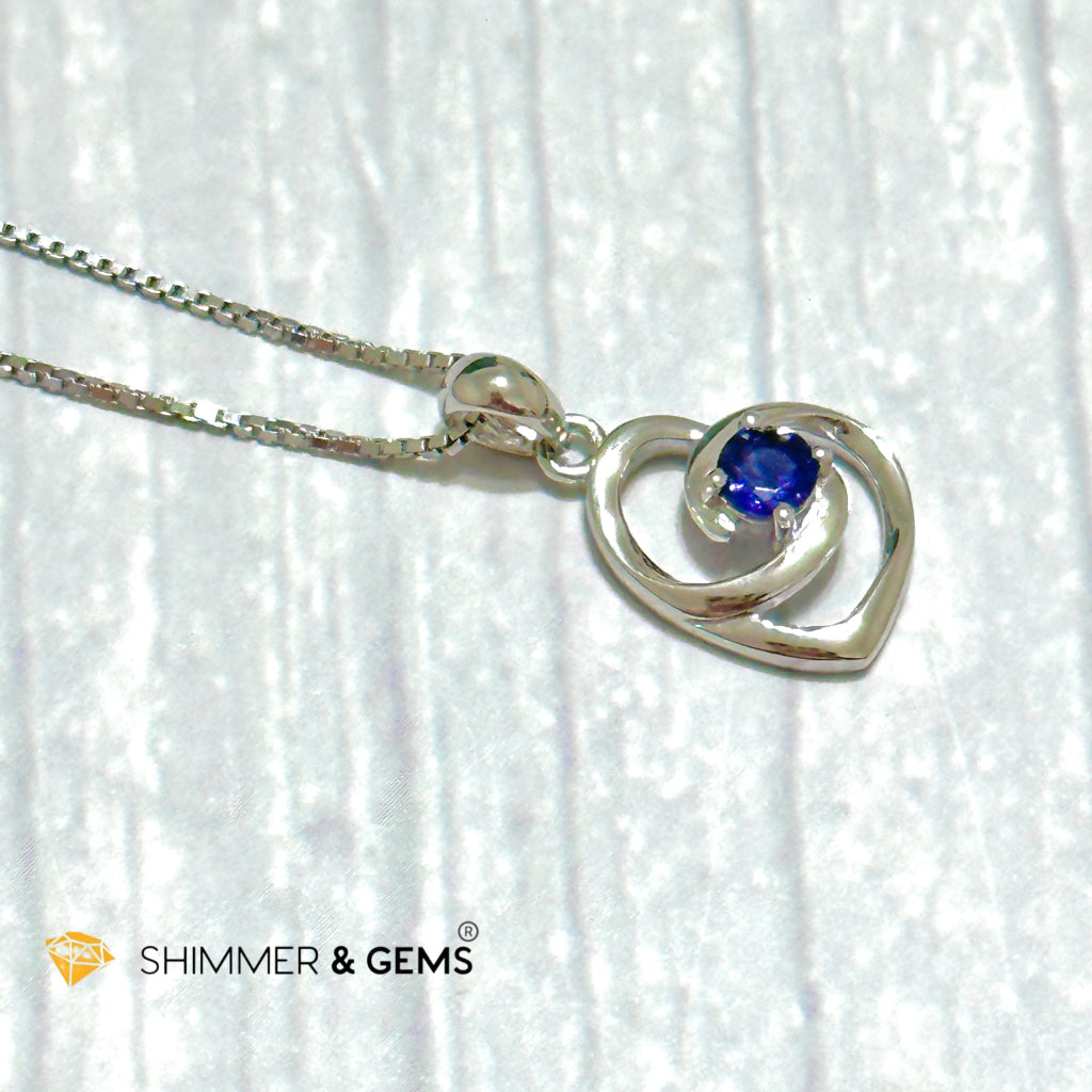 Iolite Heart with Heart 925 Silver Pendant