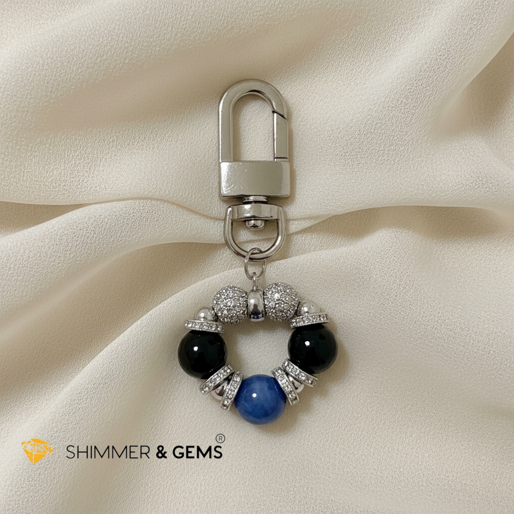 Kyanite & Black Obsidian Protection Bag Charm by Audrey (For Men & Women)