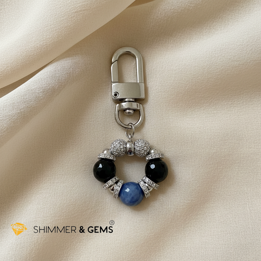 Kyanite & Black Obsidian Protection Bag Charm by Audrey (For Men & Women)