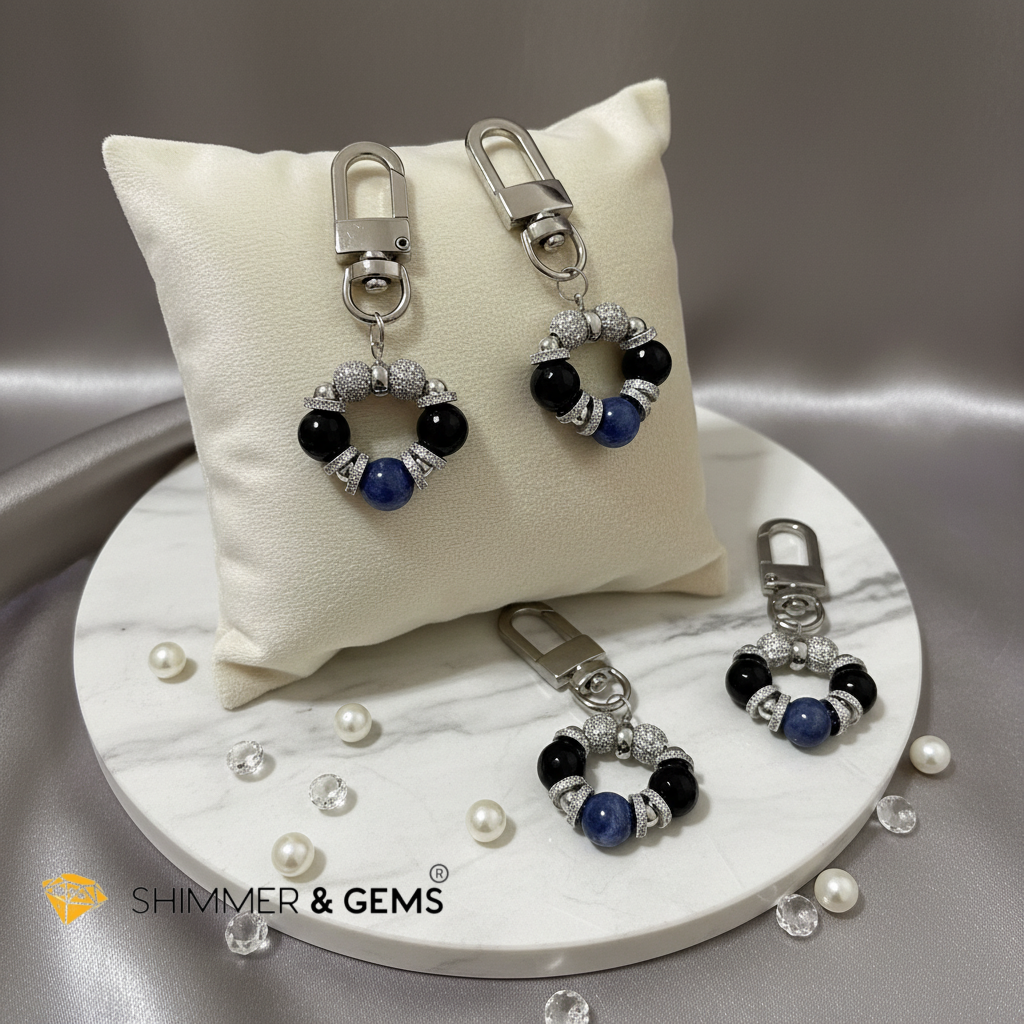 Kyanite & Black Obsidian Protection Bag Charm by Audrey (For Men & Women)