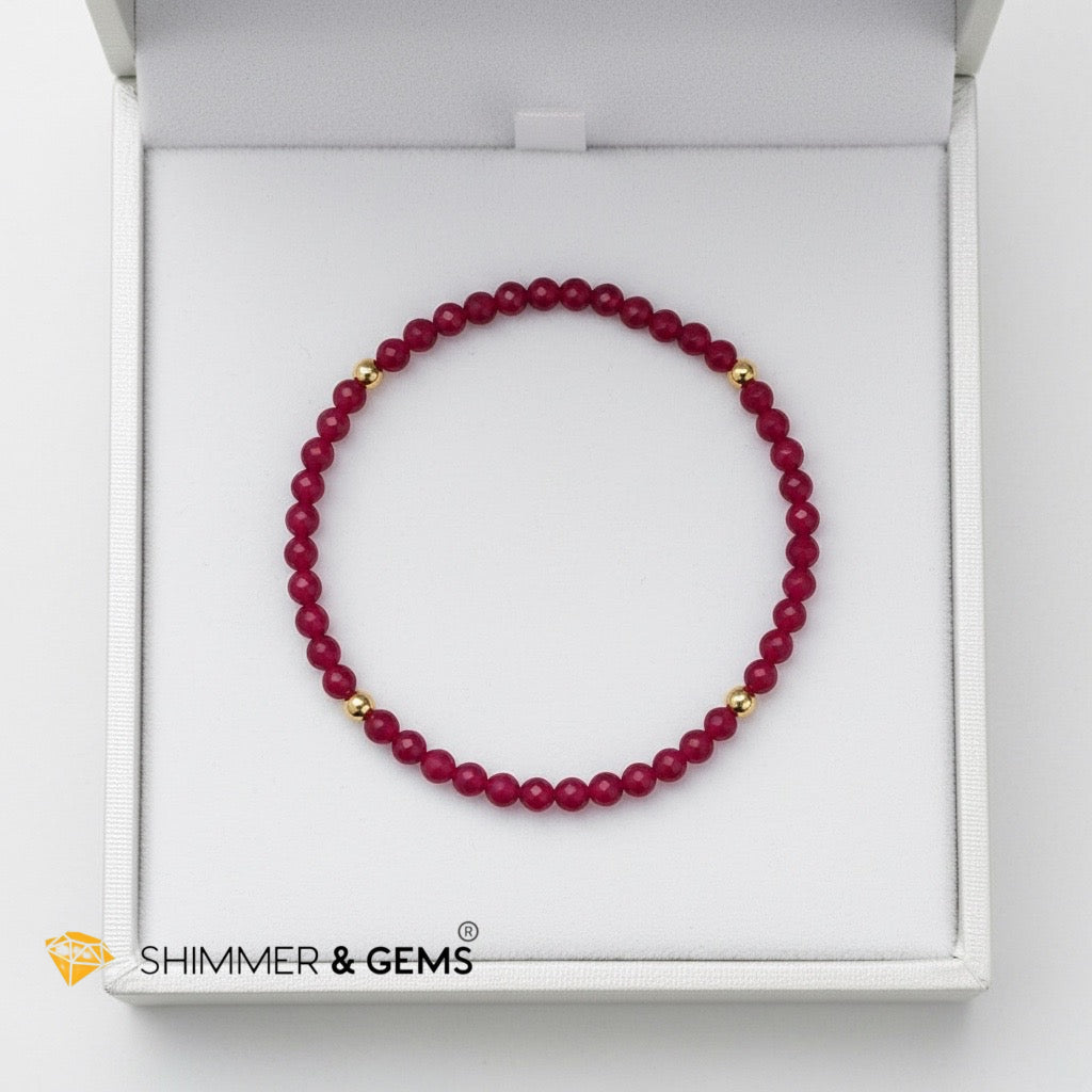 Lab-Grown Faceted Ruby 3mm Bracelet (Positive Momentum)
