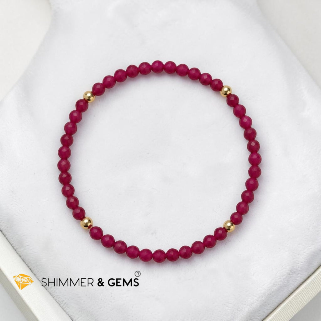 Lab-Grown Faceted Ruby 3mm Bracelet (Positive Momentum)