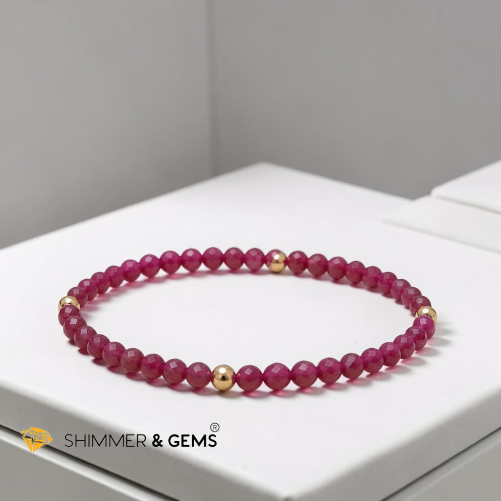 Lab-Grown Faceted Ruby 3mm Bracelet (Positive Momentum)