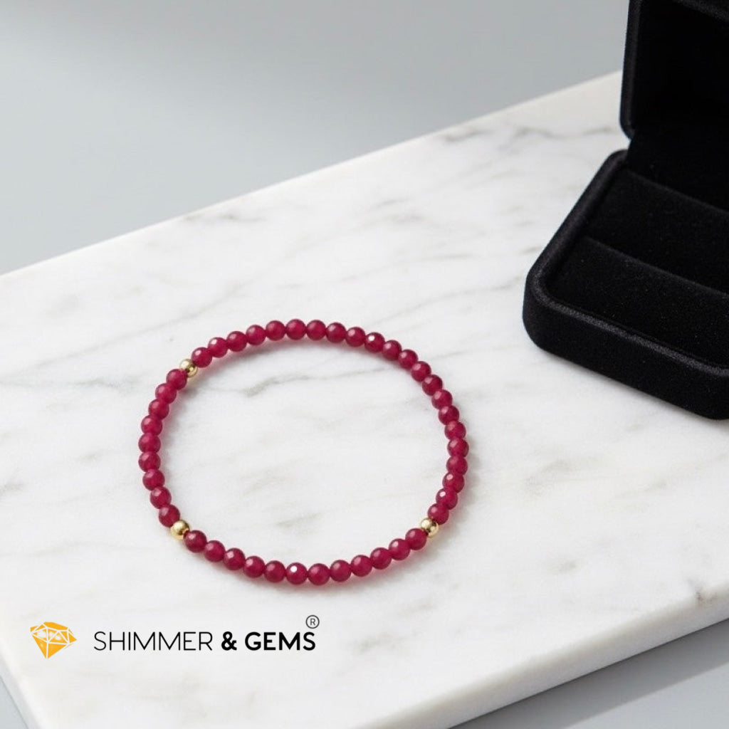 Lab-Grown Faceted Ruby 3mm Bracelet (Positive Momentum)