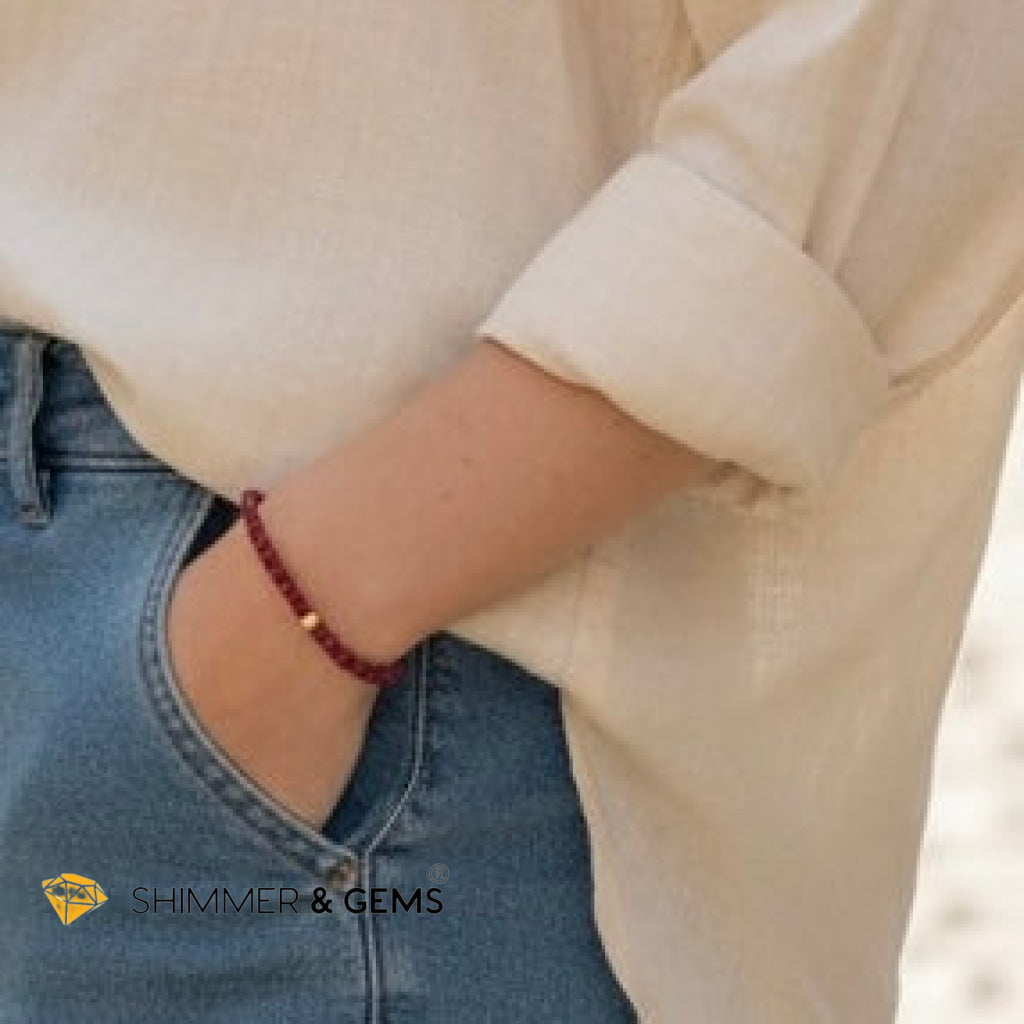 Lab-Grown Faceted Ruby 3mm Bracelet (Positive Momentum)