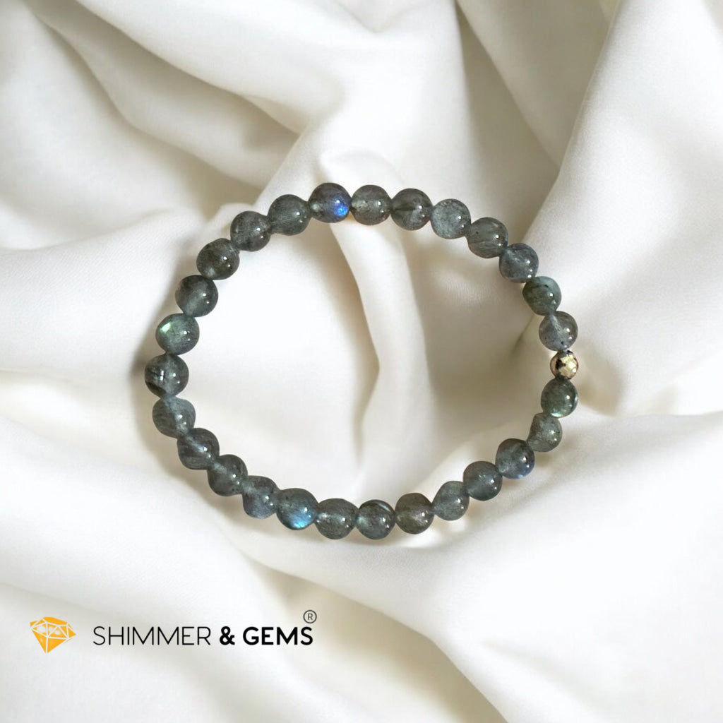 Labradorite 6mm Bracelet with 14k gold filled bead (Mystic Shield) Pre-coded & activated