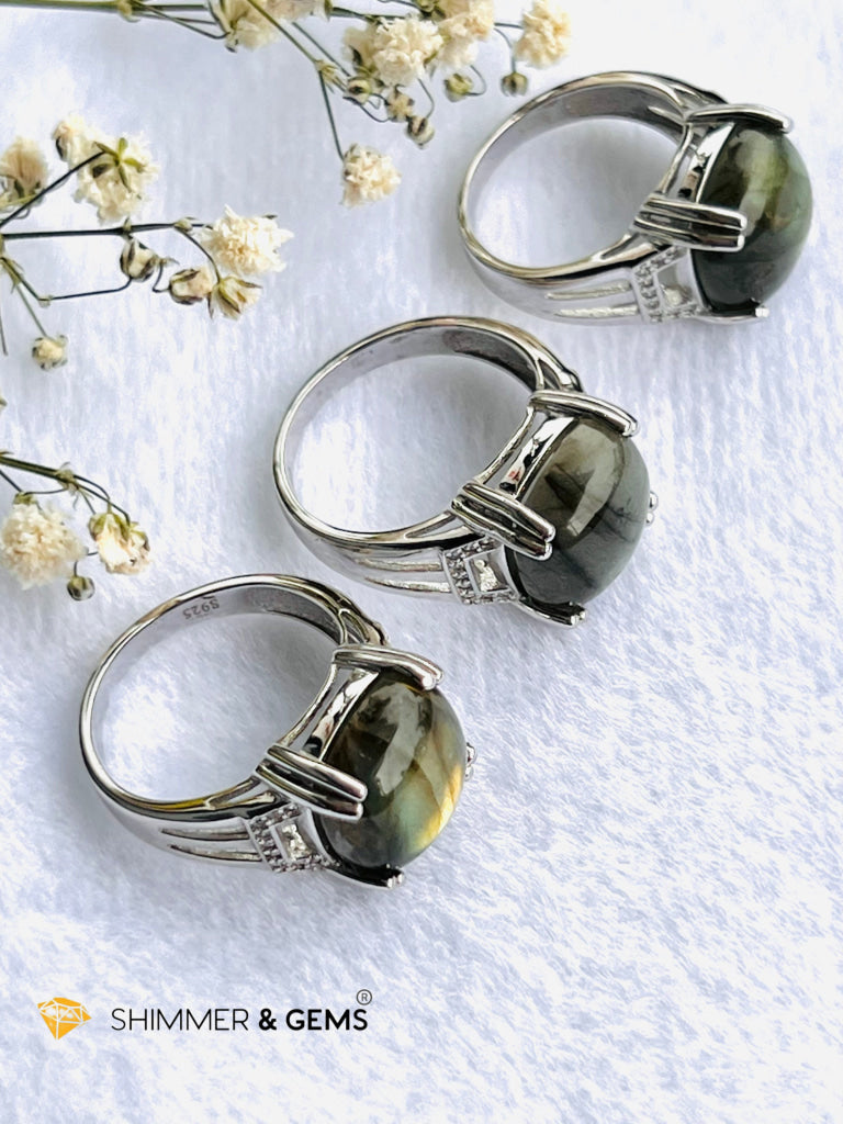 Labradorite 924 Silver Ring (Square 12X12Mm) For Men & Women Rings