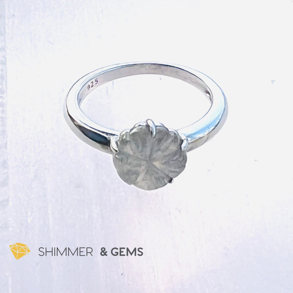 Labradorite 924 Silver Ring (Hibiscus Flower) Rings