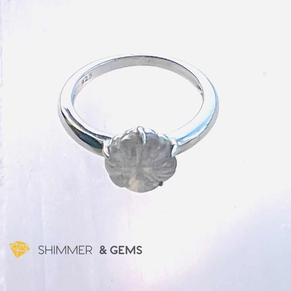 Labradorite 924 Silver Ring (Hibiscus Flower) Rings