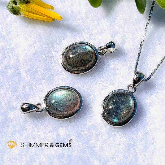 Labradorite Oval Pendant 8X10Mm (Aura Cleanse) Charms & Pendants