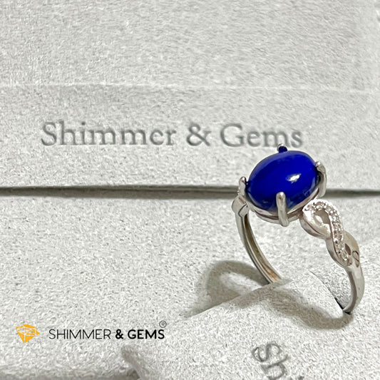 Lapis Lazuli Oval 925 Silver Adjustable Ring