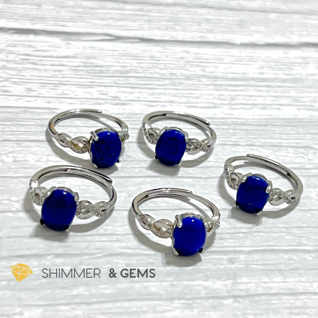Lapis Lazuli Oval 925 Silver Adjustable Ring