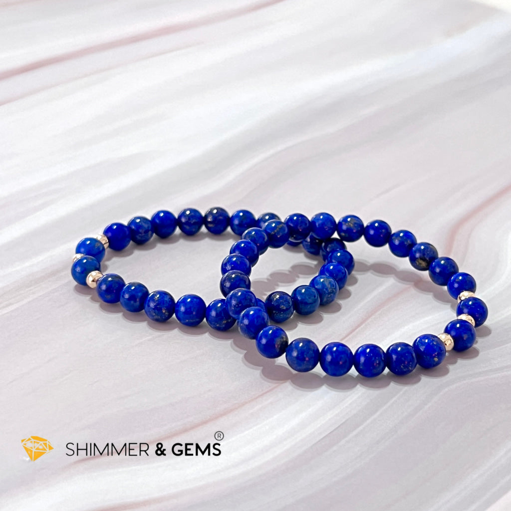 Lapis Lazuli Aaa 6Mm With 14K Gold Filled Bracelet (Manifestation)