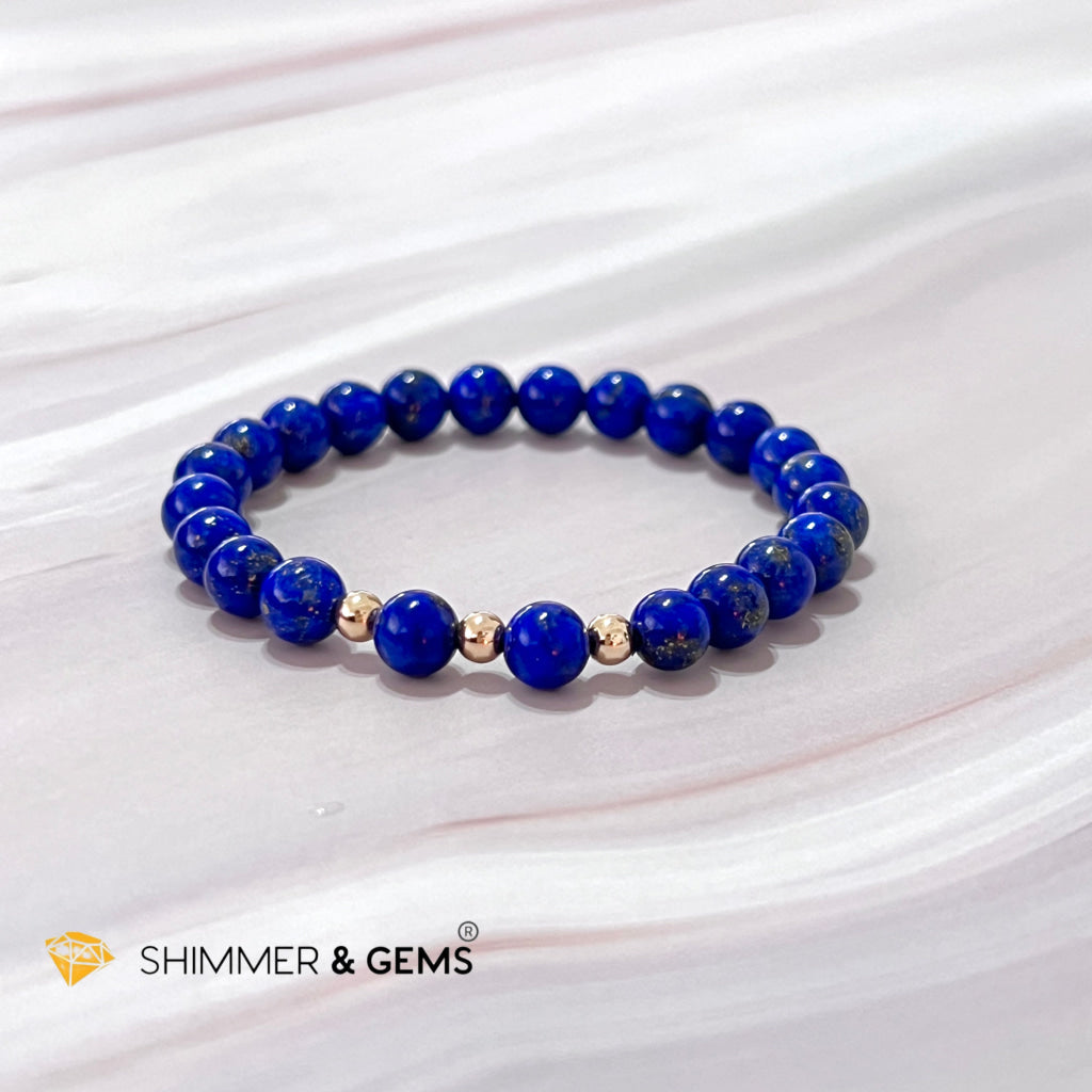 Lapis Lazuli Aaa 6Mm With 14K Gold Filled Bracelet (Manifestation)