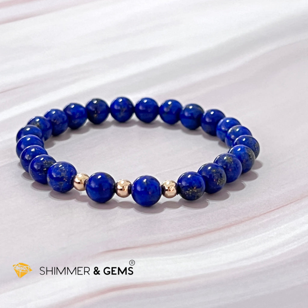 Lapis Lazuli Aaa 6Mm With 14K Gold Filled Bracelet (Manifestation)