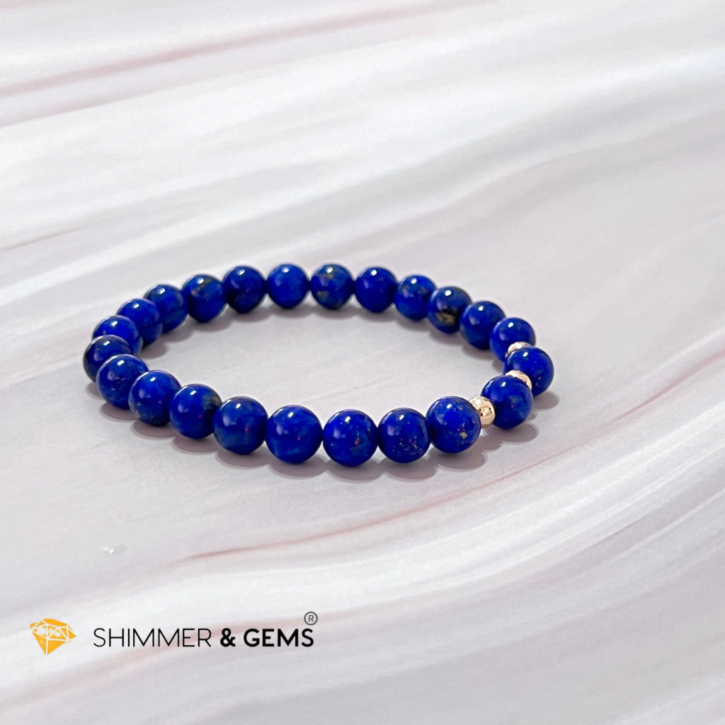 Lapis Lazuli Aaa 6Mm With 14K Gold Filled Bracelet (Manifestation)