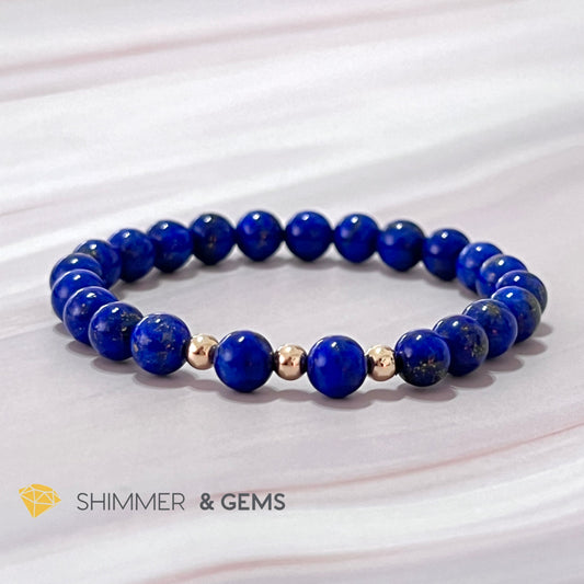 Lapis Lazuli Aaa 6Mm With 14K Gold Filled Bracelet (Manifestation) 5.5