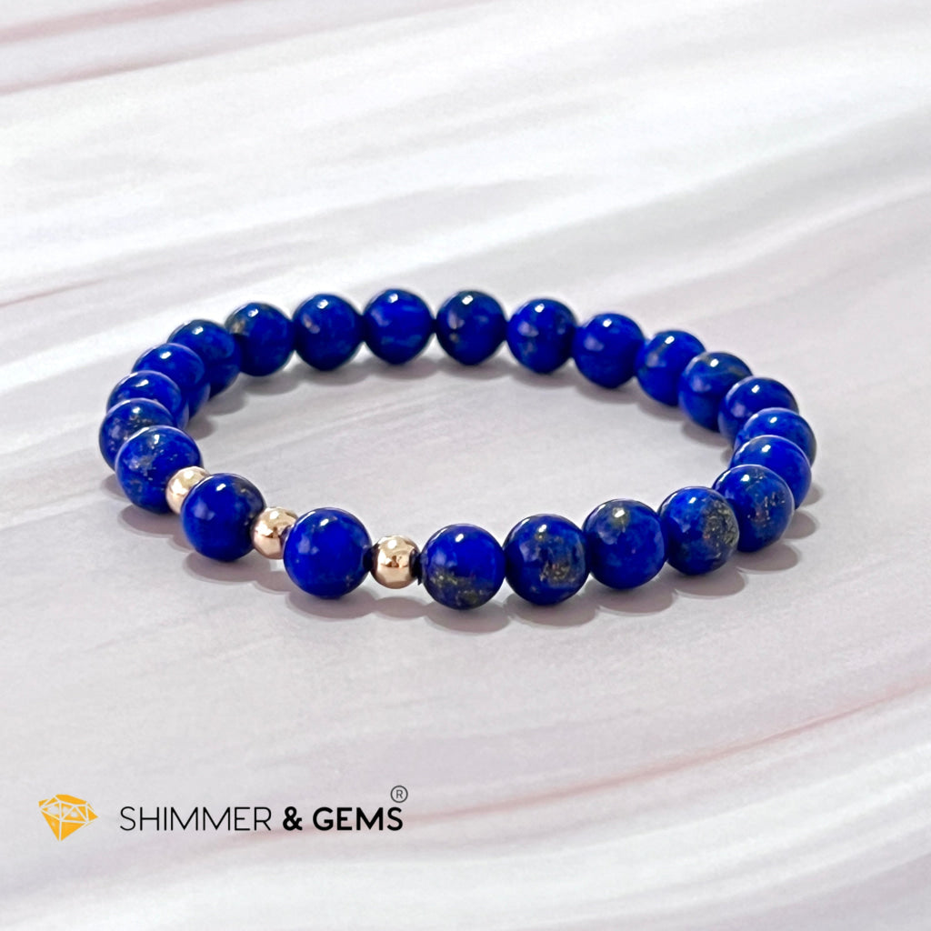 Lapis Lazuli Aaa 6Mm With 14K Gold Filled Bracelet (Manifestation)