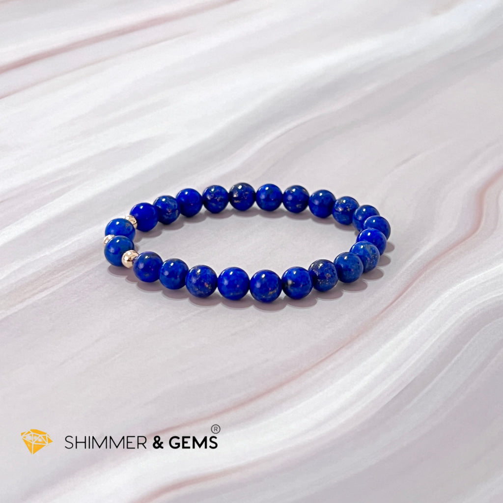 Lapis Lazuli Aaa 6Mm With 14K Gold Filled Bracelet (Manifestation)