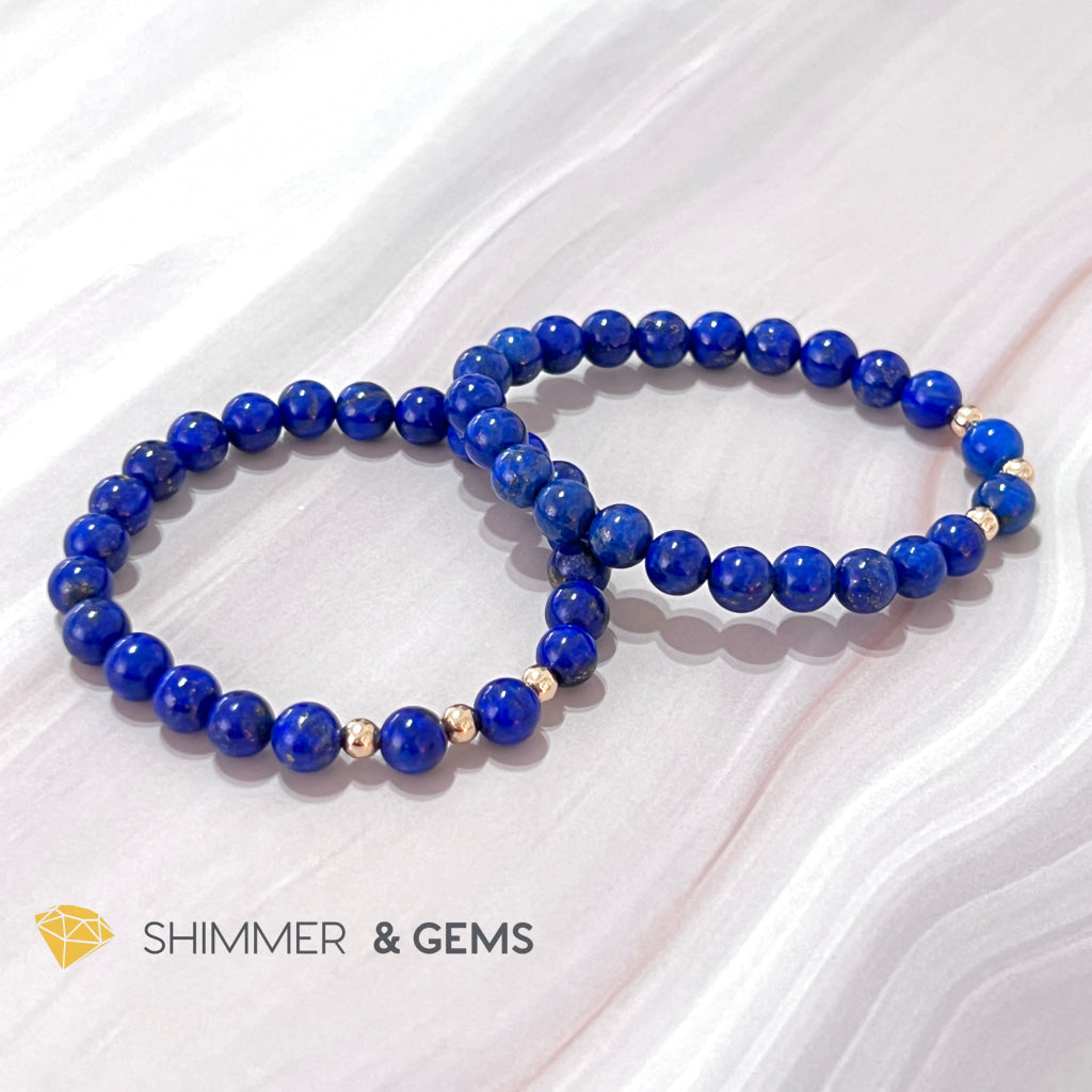 Lapis Lazuli Aaa 6Mm With 14K Gold Filled Bracelet (Manifestation)