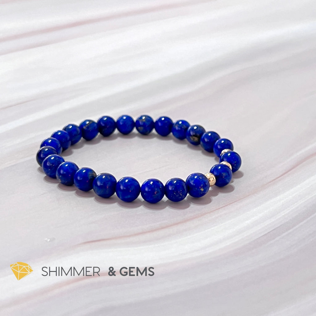 Lapis Lazuli Aaa 6Mm With 14K Gold Filled Bracelet (Manifestation)