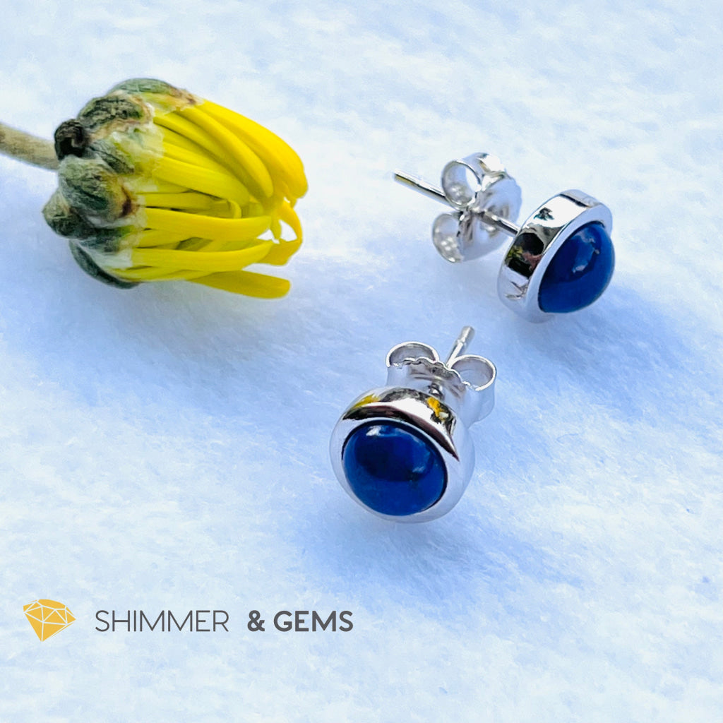 Lapis Lazuli Round Earrings 6Mm (Power And Strength (Per Pair)