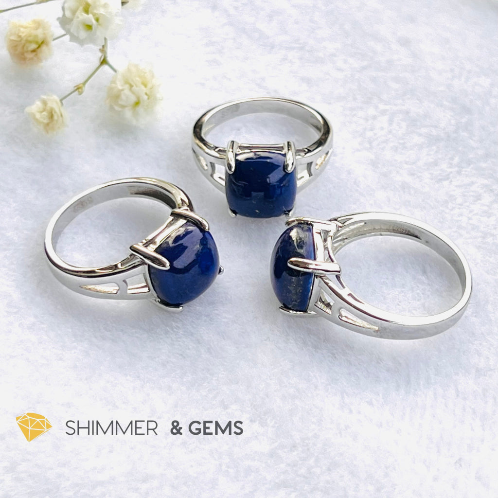 Lapis Lazuli Square Prong 925 Silver Rings For Men And Women Charms & Pendants