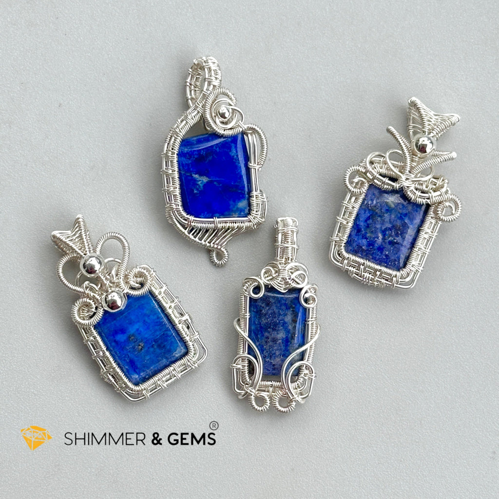 Lapis Lazuli Wire-Wrapped Pendant (Stainless Steel) Pakistan