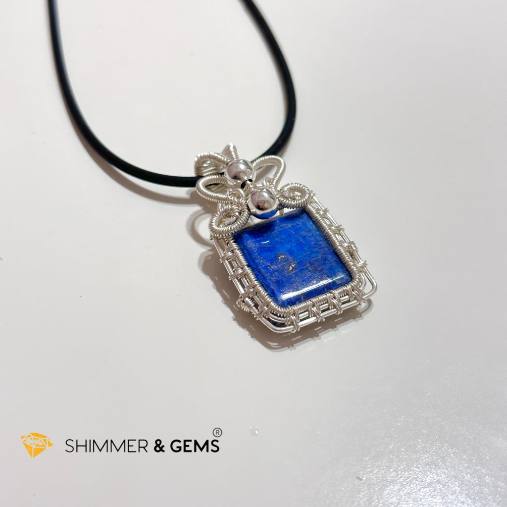 Lapis Lazuli Wire-Wrapped Pendant (Stainless Steel) Pakistan
