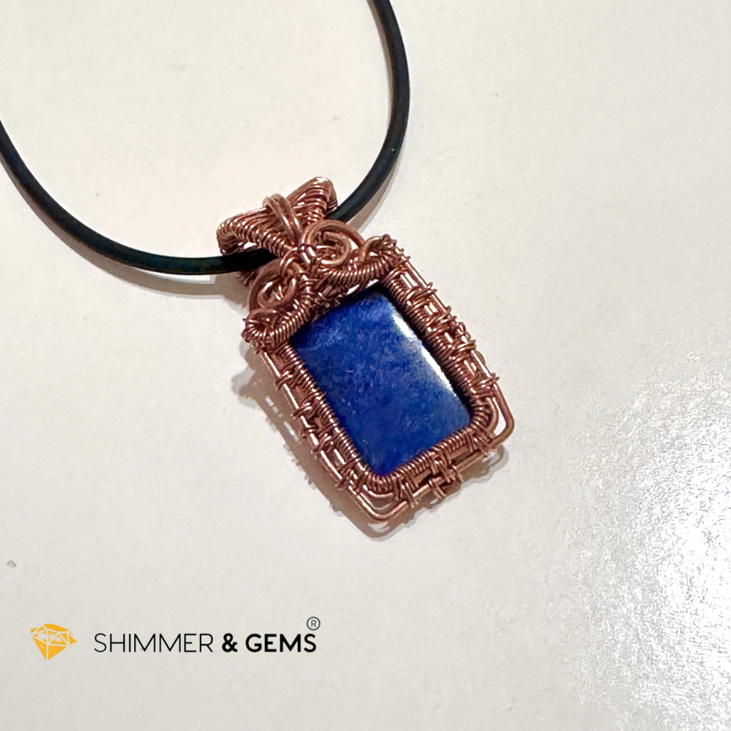 Lapis Lazuli Wire-Wrapped Pendant (Stainless Steel) Pakistan