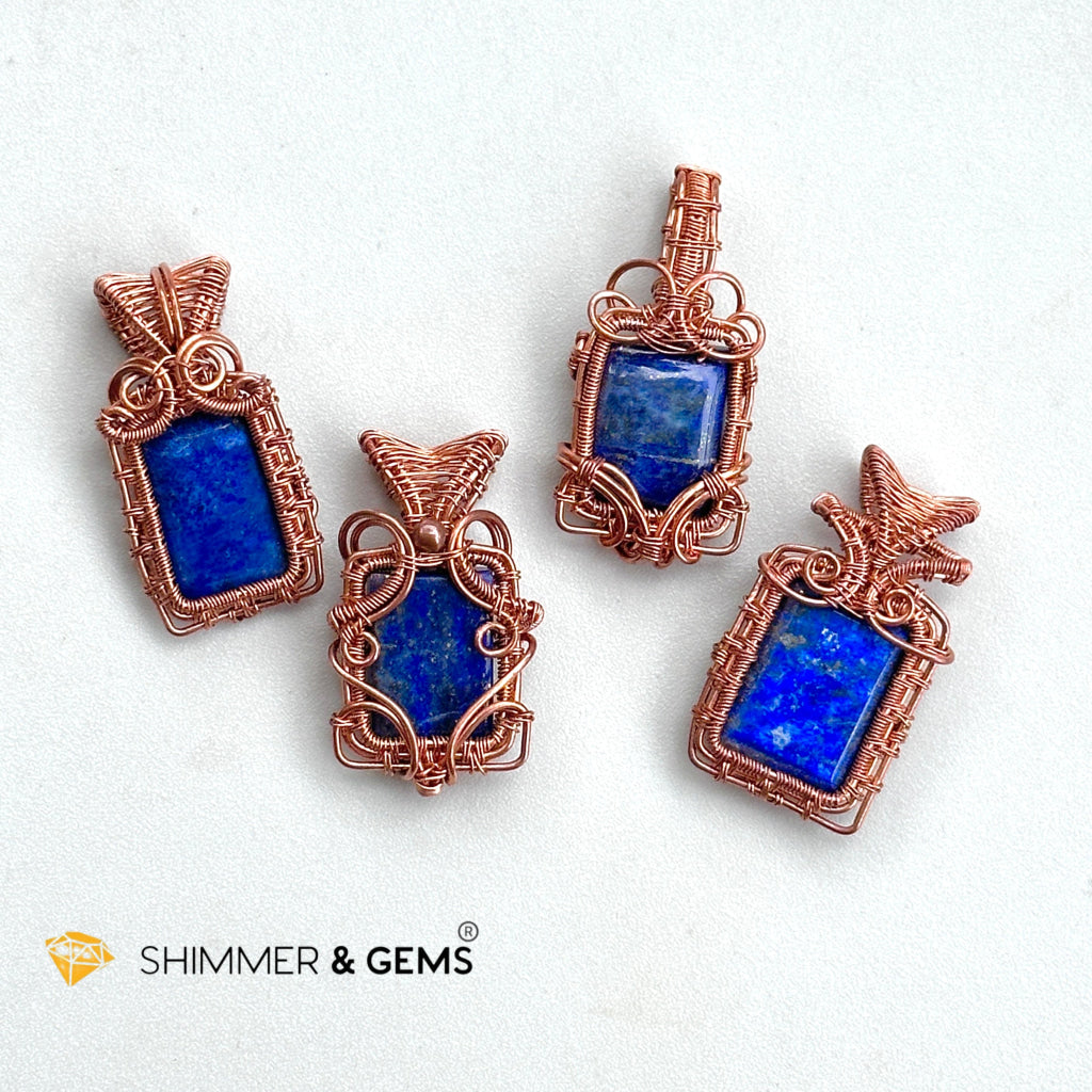 Lapis Lazuli Wire-Wrapped Pendant (Stainless Steel) Pakistan