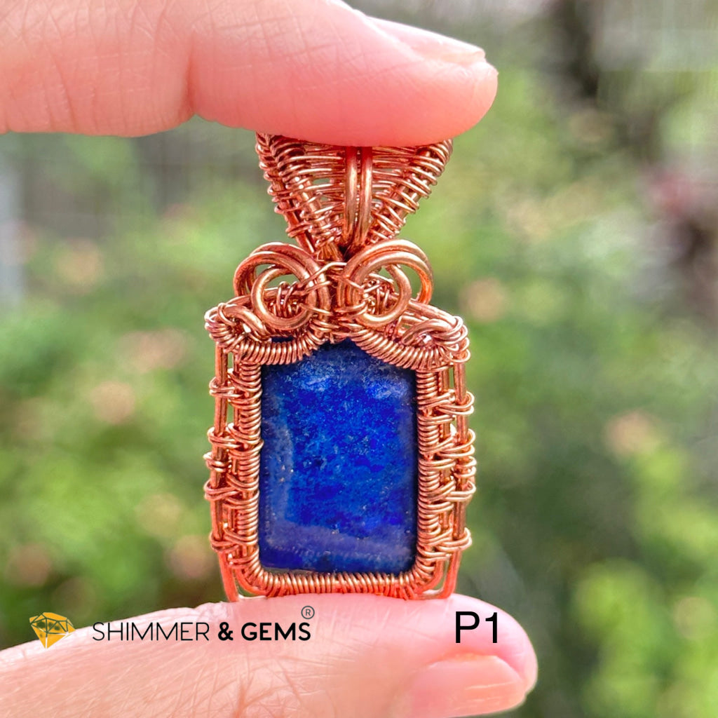 Lapis Lazuli Wire-Wrapped Pendant (Stainless Steel) Pakistan Photo 1
