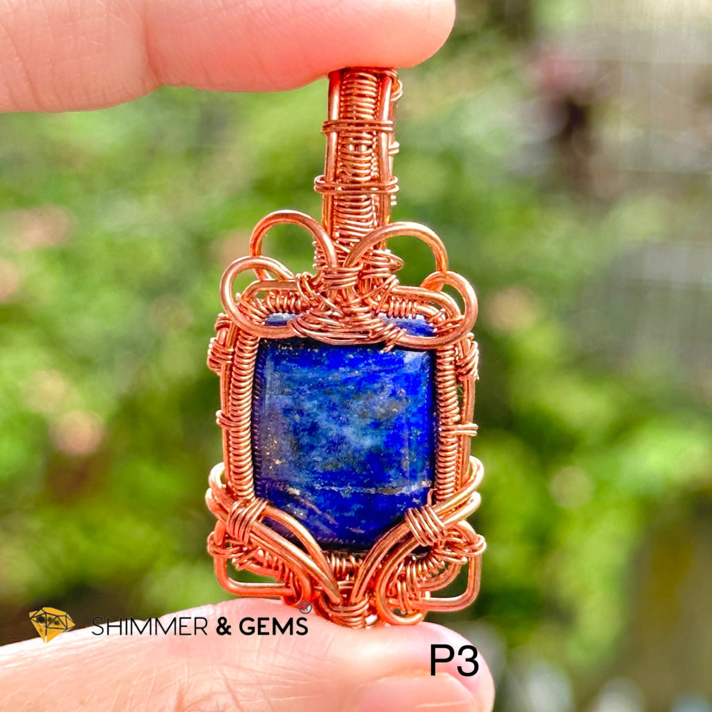 Lapis Lazuli Wire-Wrapped Pendant (Stainless Steel) Pakistan Photo 3
