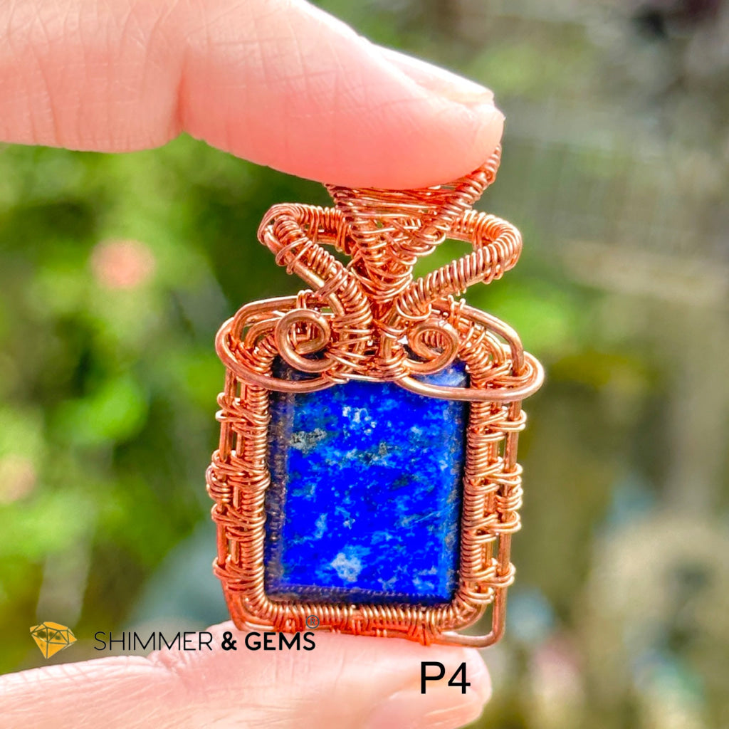 Lapis Lazuli Wire-Wrapped Pendant (Stainless Steel) Pakistan Photo 4