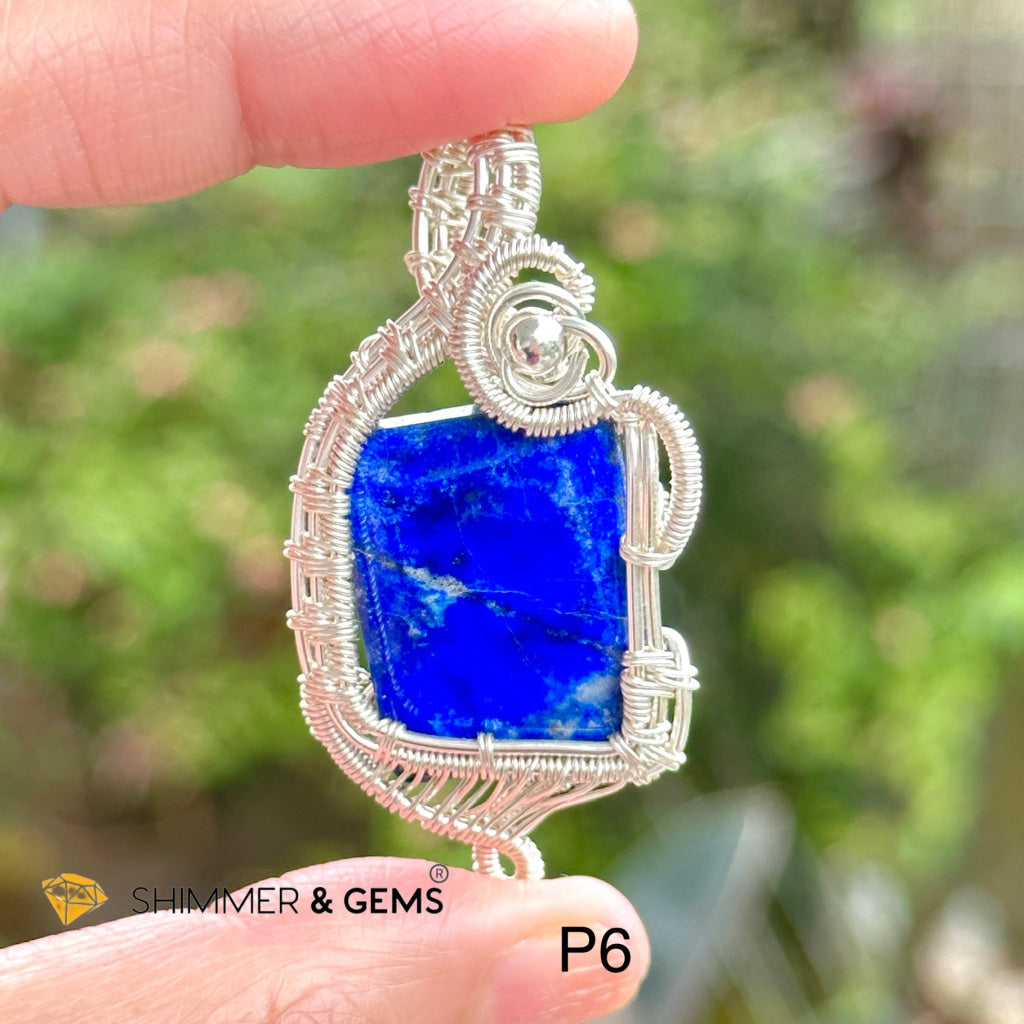 Lapis Lazuli Wire-Wrapped Pendant (Stainless Steel) Pakistan Photo 6